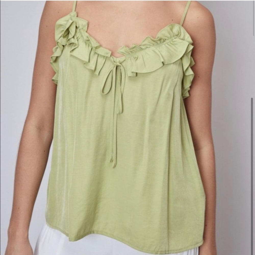 New! Sale 🔥Lime ruffled sweetheart neckline tank top - Picture 4 of 6
